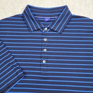 FootJoy‎ Golf Polo Shirt Mens L Blue Striped Short Sleeve Soft Lightweight